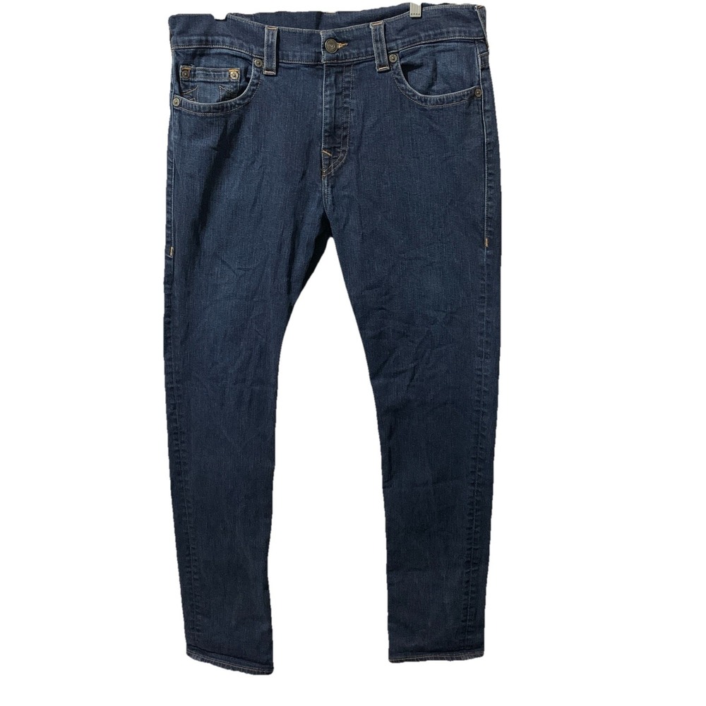 True Religion Geno Relaxed Slim Dark Wash Mens Jeans Size 36x33 Mexico Made